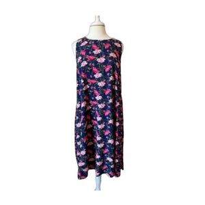 Old Navy Floral Sleeveless Dress Pink Navy Knee Length Sz Small